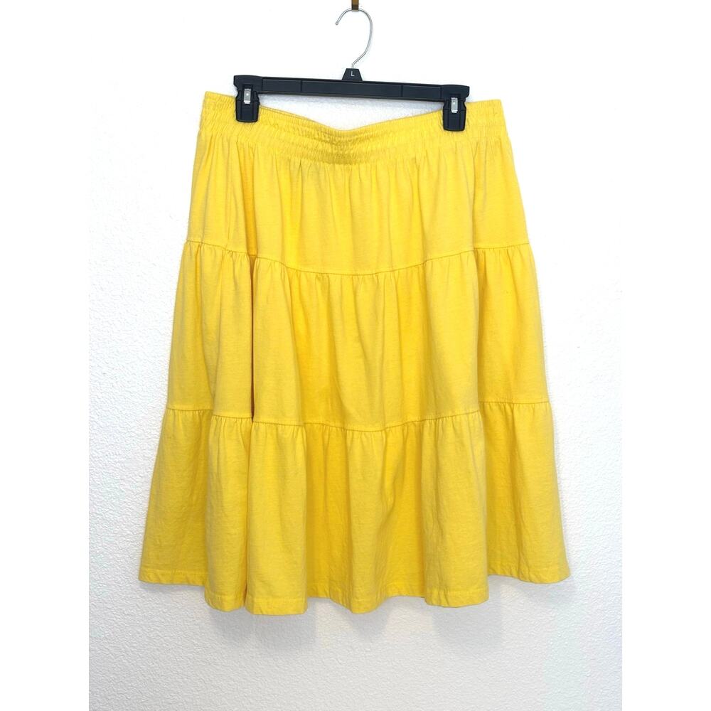 Woman Within Yellow Elastic-Waist Knit Tiered Boho Peasant Skirt- sz 14-16 M - Picture 4 of 6